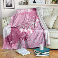 Pink Palaka Japanese Patterns Blanket Asanoha Seigaiha Sakura Motif - Polynesian Pride