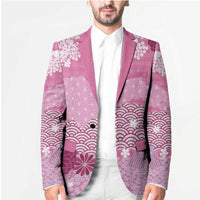 Pink Palaka Japanese Patterns Blazer Asanoha Seigaiha Sakura Motif LT14 - Polynesian Pride