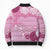 Pink Palaka Japanese Patterns Bomber Puffer Jacket Asanoha Seigaiha Sakura Motif - Polynesian Pride