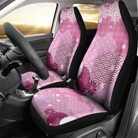 Pink Palaka Japanese Patterns Car Seat Cover Asanoha Seigaiha Sakura Motif - Polynesian Pride