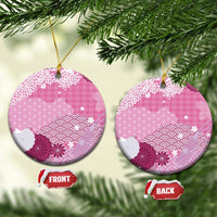 Pink Palaka Japanese Patterns Ceramic Ornament Asanoha Seigaiha Sakura Motif LT14 Circle Pink - Polynesian Pride