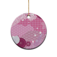 Pink Palaka Japanese Patterns Ceramic Ornament Asanoha Seigaiha Sakura Motif LT14 - Polynesian Pride