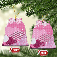 Pink Palaka Japanese Patterns Ceramic Ornament Asanoha Seigaiha Sakura Motif LT14 Bell Flake Pink - Polynesian Pride