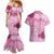 Pink Palaka Japanese Patterns Couples Matching Mermaid Dress and Hawaiian Shirt Asanoha Seigaiha Sakura Motif - Polynesian Pride