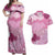 Pink Palaka Japanese Patterns Couples Matching Off Shoulder Maxi Dress and Hawaiian Shirt Asanoha Seigaiha Sakura Motif - Polynesian Pride