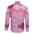 Pink Palaka Japanese Patterns Family Matching Long Sleeve Bodycon Dress and Hawaiian Shirt Asanoha Seigaiha Sakura Motif - Polynesian Pride