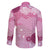 Pink Palaka Japanese Patterns Family Matching Off The Shoulder Long Sleeve Dress and Hawaiian Shirt Asanoha Seigaiha Sakura Motif - Polynesian Pride