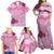 Pink Palaka Japanese Patterns Family Matching Off Shoulder Maxi Dress and Hawaiian Shirt Asanoha Seigaiha Sakura Motif - Polynesian Pride
