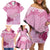 Pink Palaka Japanese Patterns Family Matching Off Shoulder Short Dress and Hawaiian Shirt Asanoha Seigaiha Sakura Motif - Polynesian Pride