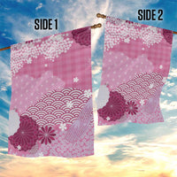 Pink Palaka Japanese Patterns Garden Flag Asanoha Seigaiha Sakura Motif - Polynesian Pride