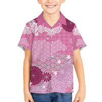 Pink Palaka Japanese Patterns Hawaiian Shirt Asanoha Seigaiha Sakura Motif - Polynesian Pride