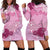 Pink Palaka Japanese Patterns Hoodie Dress Asanoha Seigaiha Sakura Motif - Polynesian Pride