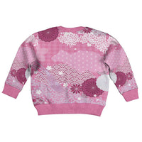 Pink Palaka Japanese Patterns Kid Ugly Christmas Sweater Asanoha Seigaiha Sakura Motif - Polynesian Pride