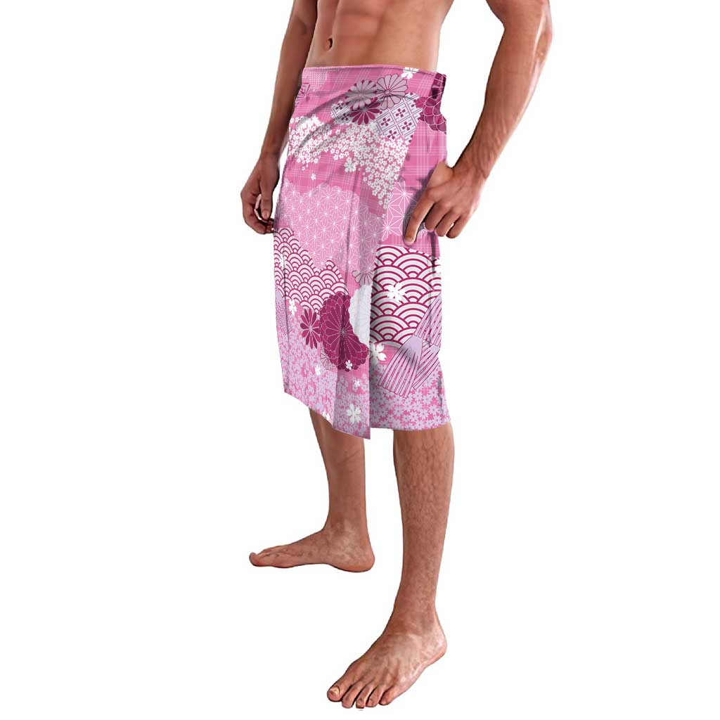 Pink Palaka Japanese Patterns Lavalava Asanoha Seigaiha Sakura Motif - Polynesian Pride
