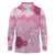 Pink Palaka Japanese Patterns Long Sleeve Polo Shirt Asanoha Seigaiha Sakura Motif - Polynesian Pride