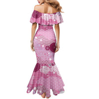 Pink Palaka Japanese Patterns Mermaid Dress Asanoha Seigaiha Sakura Motif - Polynesian Pride