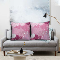 Pink Palaka Japanese Patterns Pillow Cover Asanoha Seigaiha Sakura Motif - Polynesian Pride