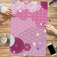 Pink Palaka Japanese Patterns Puzzle Asanoha Seigaiha Sakura Motif LT14 Pink - Polynesian Pride