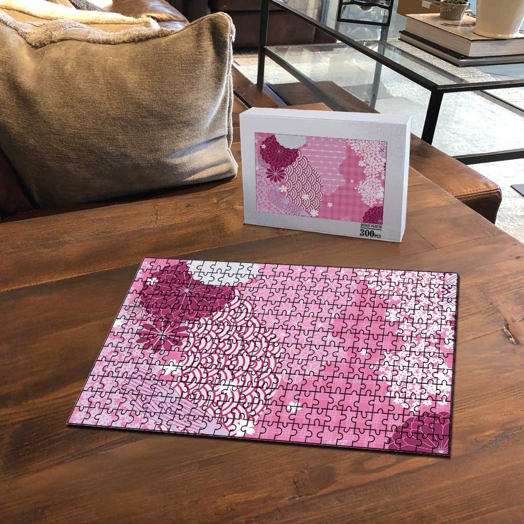 Pink Palaka Japanese Patterns Puzzle Asanoha Seigaiha Sakura Motif LT14 - Polynesian Pride