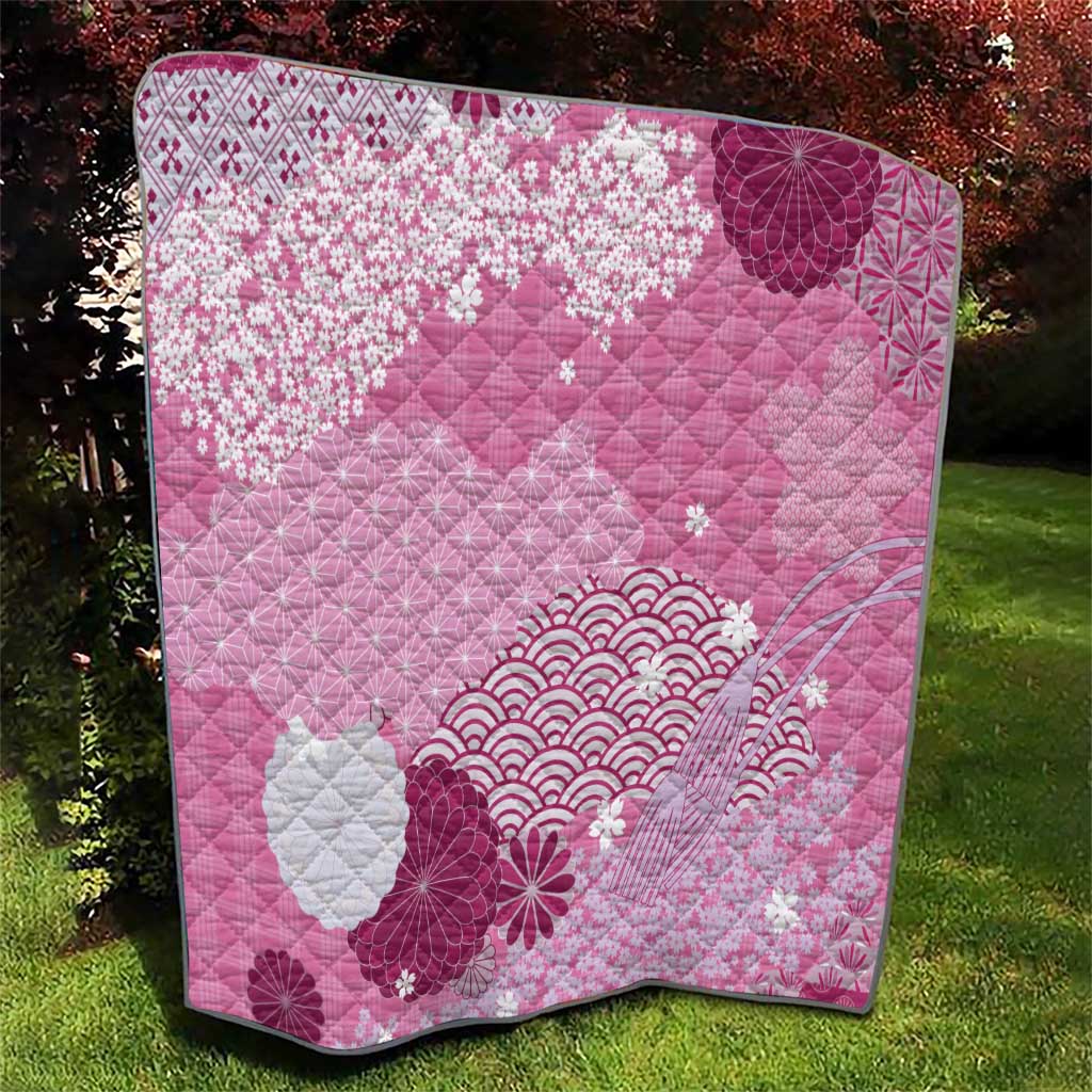 Pink Palaka Japanese Patterns Quilt Asanoha Seigaiha Sakura Motif - Polynesian Pride
