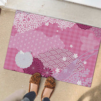 Pink Palaka Japanese Patterns Rubber Doormat Asanoha Seigaiha Sakura Motif LT14 - Polynesian Pride