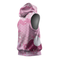 Pink Palaka Japanese Patterns Sleeveless Hoodie Asanoha Seigaiha Sakura Motif LT14 - Polynesian Pride
