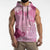Pink Palaka Japanese Patterns Sleeveless Hoodie Asanoha Seigaiha Sakura Motif - Polynesian Pride