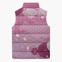 Pink Palaka Japanese Patterns Sleeveless Puffer Jacket Asanoha Seigaiha Sakura Motif LT14 - Polynesian Pride