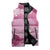 Pink Palaka Japanese Patterns Sleeveless Puffer Jacket Asanoha Seigaiha Sakura Motif - Polynesian Pride