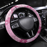 Pink Palaka Japanese Patterns Steering Wheel Cover Asanoha Seigaiha Sakura Motif LT14 Universal Fit Pink - Polynesian Pride
