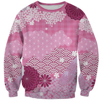 Pink Palaka Japanese Patterns Sweatshirt Asanoha Seigaiha Sakura Motif LT14 Unisex Pink - Polynesian Pride