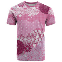 Pink Palaka Japanese Patterns T Shirt Asanoha Seigaiha Sakura Motif - Polynesian Pride