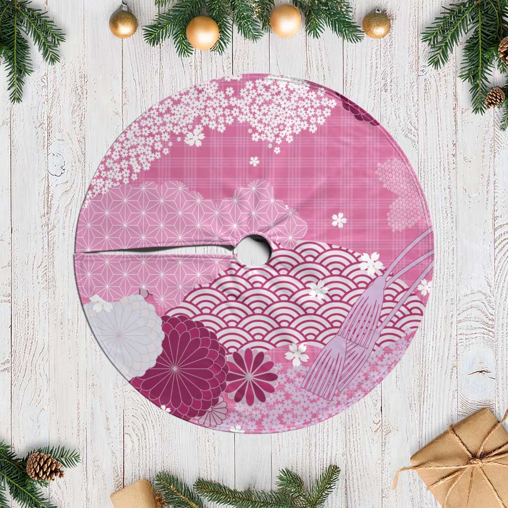Pink Palaka Japanese Patterns Tree Skirt Asanoha Seigaiha Sakura Motif LT14 Casual Pink - Polynesian Pride