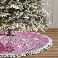 Pink Palaka Japanese Patterns Tree Skirt Asanoha Seigaiha Sakura Motif LT14 - Polynesian Pride