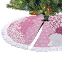 Pink Palaka Japanese Patterns Tree Skirt Asanoha Seigaiha Sakura Motif LT14 - Polynesian Pride