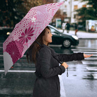 Pink Palaka Japanese Patterns Umbrella Asanoha Seigaiha Sakura Motif - Polynesian Pride
