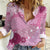 Pink Palaka Japanese Patterns Women Casual Shirt Asanoha Seigaiha Sakura Motif - Polynesian Pride