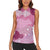 Pink Palaka Japanese Patterns Women Sleeveless Polo Shirt Asanoha Seigaiha Sakura Motif - Polynesian Pride