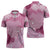 Pink Palaka Japanese Patterns Zipper Polo Shirt Asanoha Seigaiha Sakura Motif - Polynesian Pride