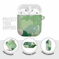 Green Palaka Japanese Patterns AirPods Case Asanoha Seigaiha Sakura Motif LT14 - Polynesian Pride