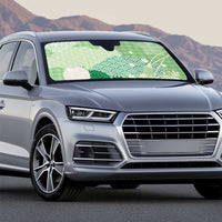 Green Palaka Japanese Patterns Auto Sun Shade Asanoha Seigaiha Sakura Motif - Polynesian Pride