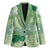 Green Palaka Japanese Patterns Blazer Asanoha Seigaiha Sakura Motif - Polynesian Pride