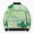 Green Palaka Japanese Patterns Bomber Puffer Jacket Asanoha Seigaiha Sakura Motif - Polynesian Pride