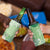 Green Palaka Japanese Patterns 4 in 1 Can Cooler Tumbler Asanoha Seigaiha Sakura Motif - Polynesian Pride