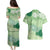 Green Palaka Japanese Patterns Couples Matching Puletasi and Hawaiian Shirt Asanoha Seigaiha Sakura Motif - Polynesian Pride