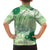 Green Palaka Japanese Patterns Family Matching Off The Shoulder Long Sleeve Dress and Hawaiian Shirt Asanoha Seigaiha Sakura Motif - Polynesian Pride