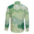 Green Palaka Japanese Patterns Family Matching Off The Shoulder Long Sleeve Dress and Hawaiian Shirt Asanoha Seigaiha Sakura Motif - Polynesian Pride