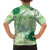 Green Palaka Japanese Patterns Family Matching Off Shoulder Short Dress and Hawaiian Shirt Asanoha Seigaiha Sakura Motif - Polynesian Pride
