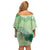 Green Palaka Japanese Patterns Family Matching Off Shoulder Short Dress and Hawaiian Shirt Asanoha Seigaiha Sakura Motif - Polynesian Pride
