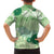 Green Palaka Japanese Patterns Family Matching Short Sleeve Bodycon Dress and Hawaiian Shirt Asanoha Seigaiha Sakura Motif - Polynesian Pride